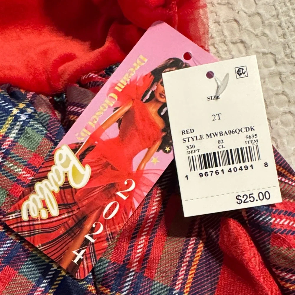 Barbie Red Plaid Dress with Bow